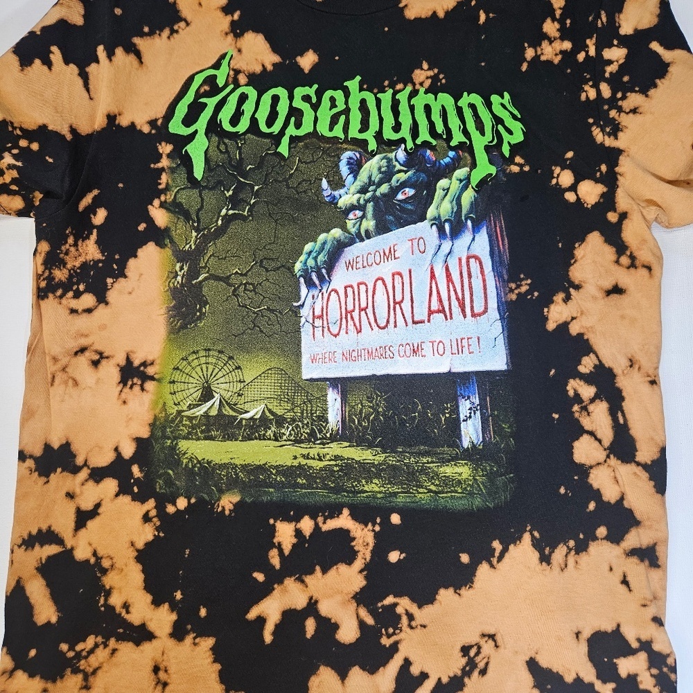 Goosebumps Horrorland T-Shirt Mens Medium‎ Brown Black Tie-Dye Graphic Print Tee